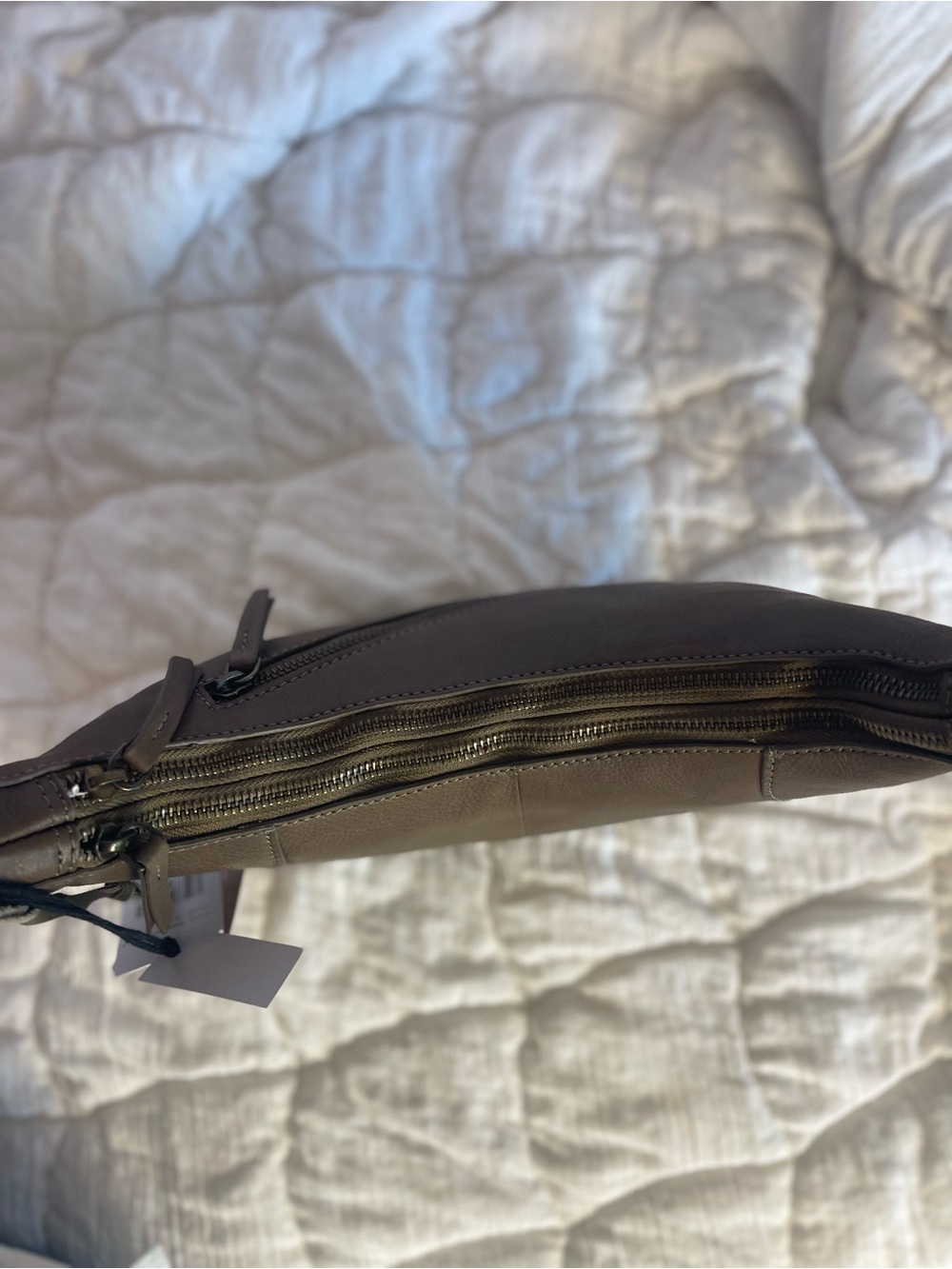 Born Olive Green Genuine Leather Crescent Shoulder Hobo Quiet Luxury Minimalist - Picture 9 of 16